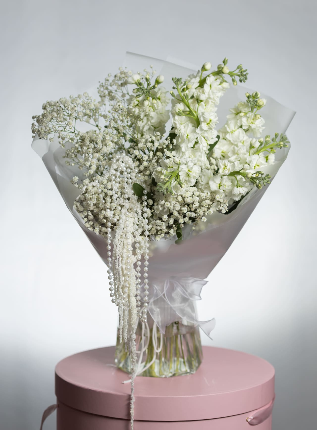 Дуо букет маттиола и гипсофила