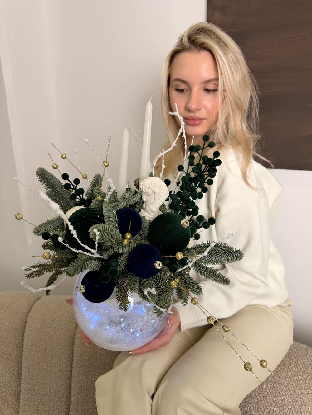 Новогодняя композиция со свечами