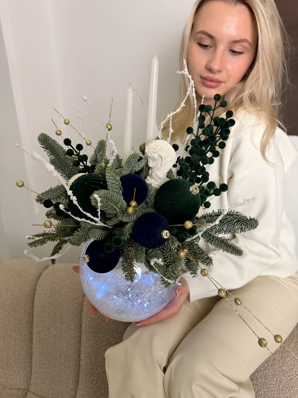 Новогодняя композиция со свечами