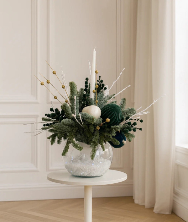 Новогодняя композиция со свечами